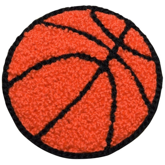 Chenille Basketball Embroidered Patch — Iron On 2-3/8"
