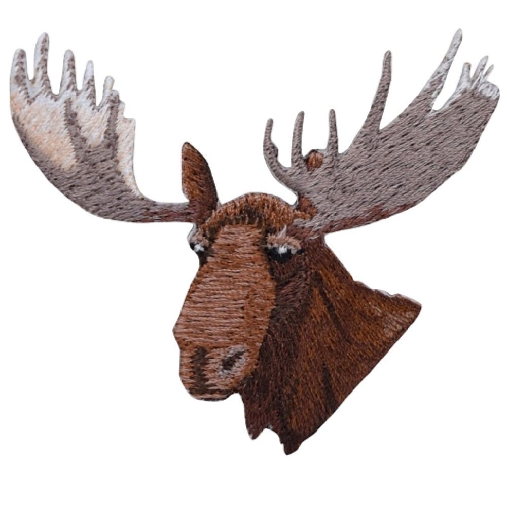 Moose Embroidered Patch — Antlers, Animal Badge 2.75" — Iron On