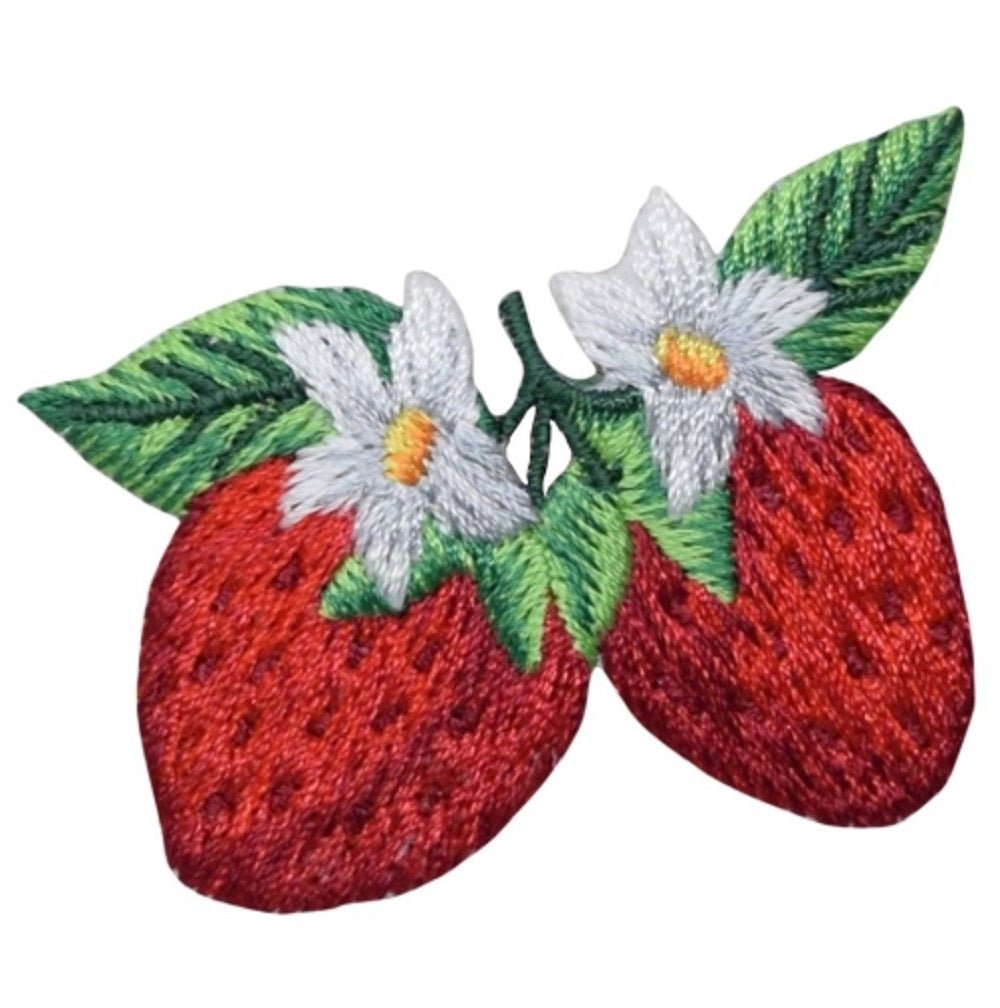 Strawberry Embroidered Patch — Berry, Fruit, Food Badge 2-1/8" — Iron On
