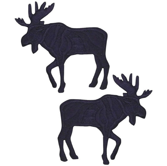 Black Moose Embroidered Patch — 2-pack — Iron On 2.25"
