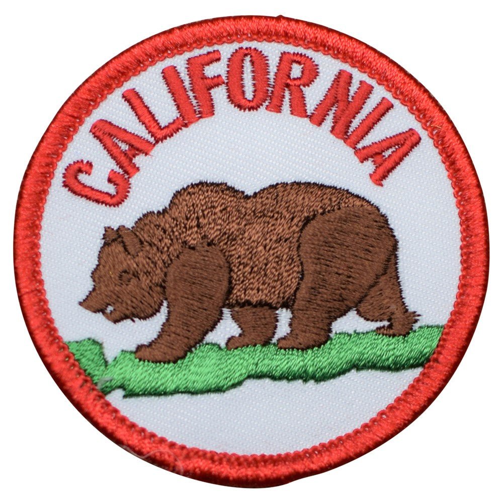 California State Embroidered Patch — Grizzly Bear, CA Badge 2.5" — Iron On
