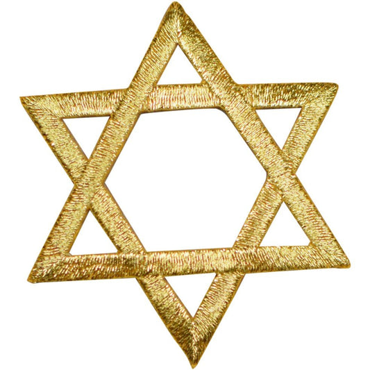 Star Of David Embroidered Patch — Metallic Gold, Hanukkah 2" — Iron On