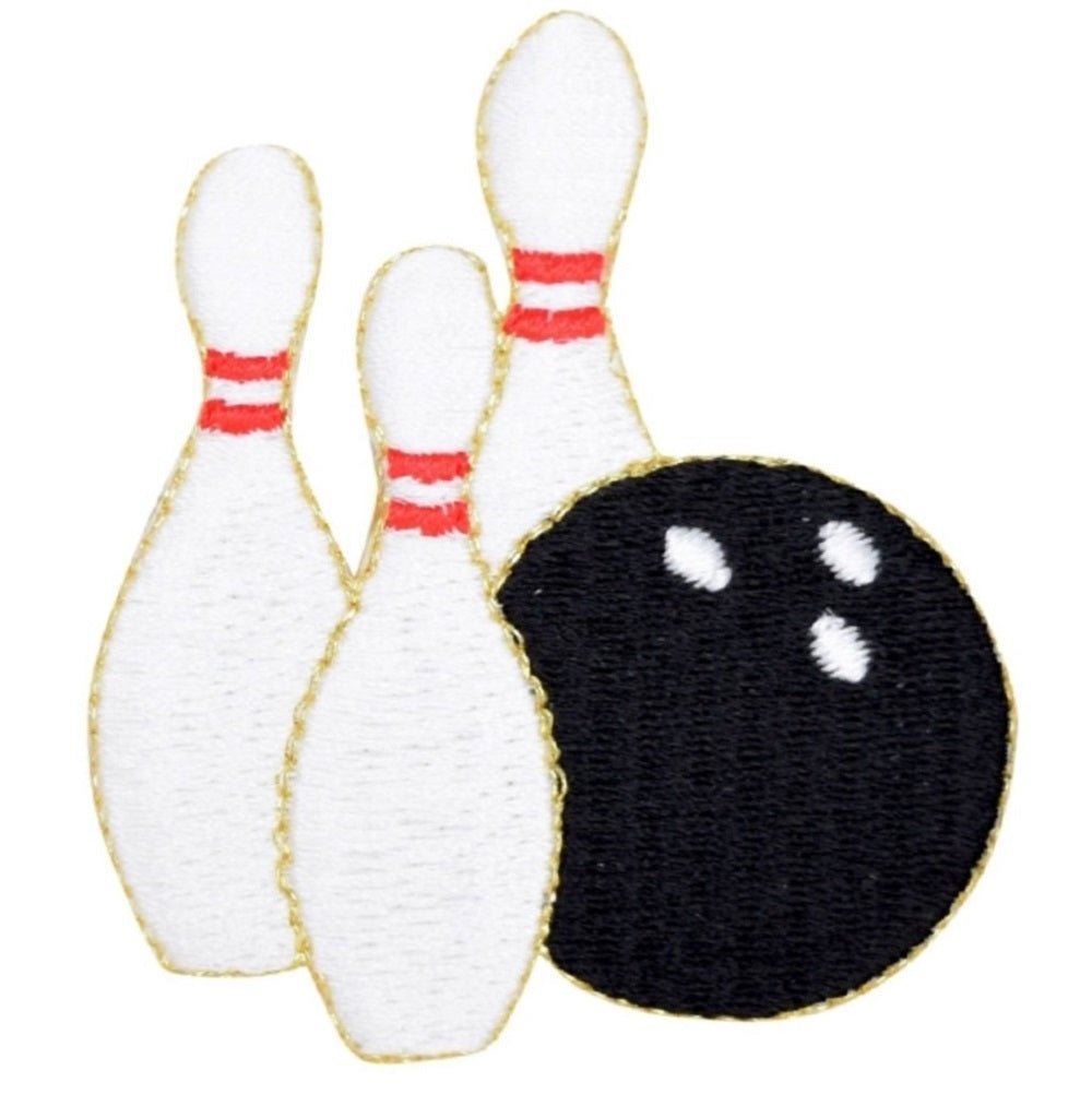 Bowling Embroidered Patch — Ball, Pins 2.5" — Iron On