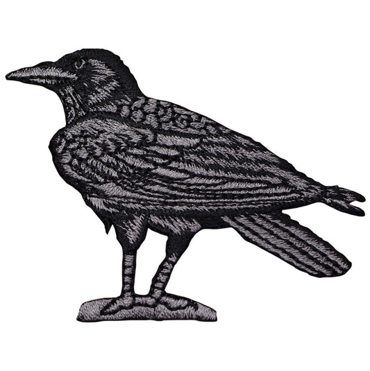 Raven Applique Patch - Bird Facing Left 3", Iron On Patch
