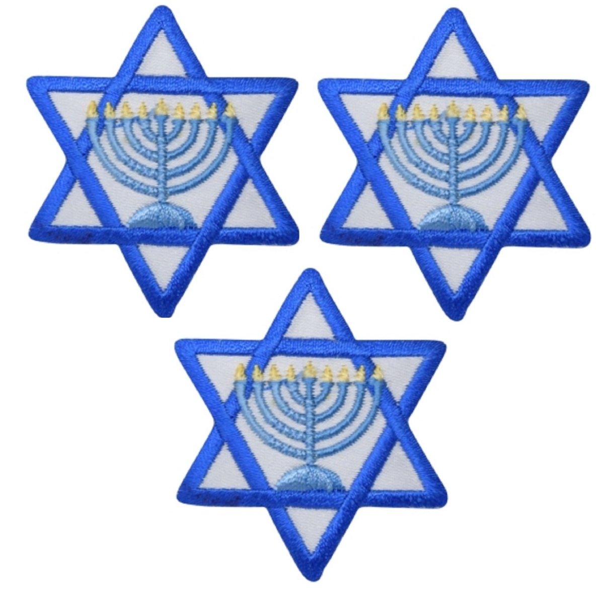 Star Of David Embroidered Patch — 3-Pack — Iron On 2"