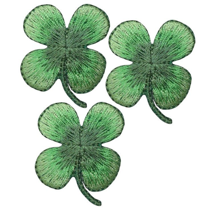 Four Leaf Clover Embroidered Patch — 3-Pack — Iron On 1.5"