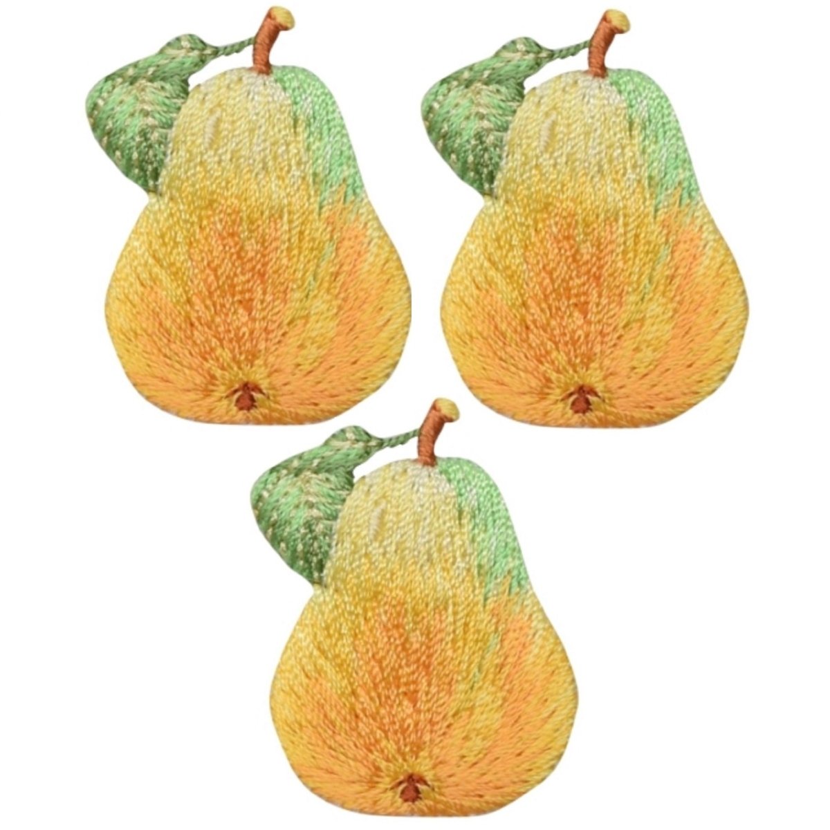 Pear Embroidered Patch — 3-Pack — Iron On 1.5"