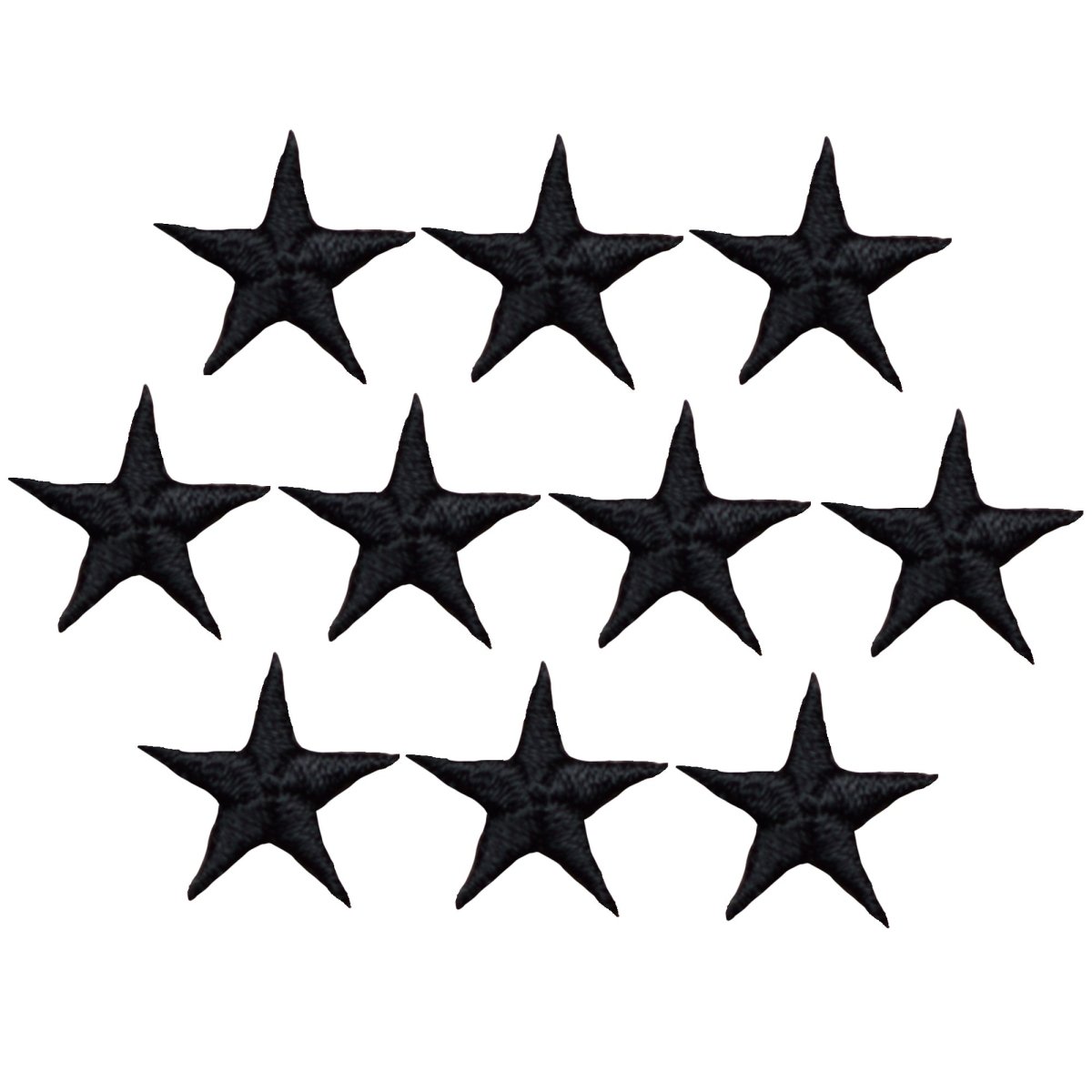 Black Star Embroidered Patch, 5/8" — 10-Pack — Iron On