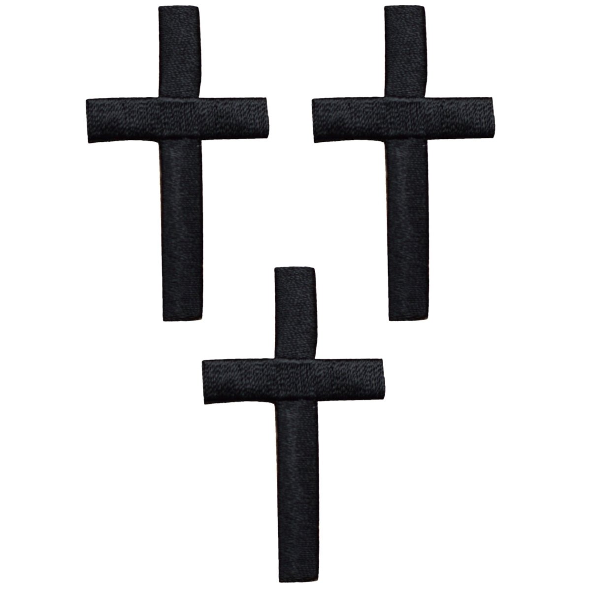 Medium Black Cross Embroidered Patch — 3-Pack — Iron On 2"