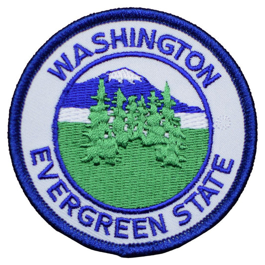 Washington Embroidered Patch — Evergreen State, Seattle, Olympia Badge 3" — Iron On