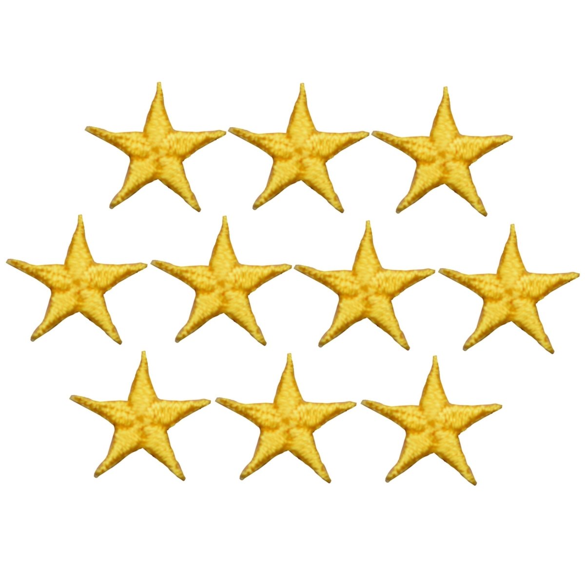 Yellow Star Embroidered Patch, 5/8" — 10-Pack — Iron On