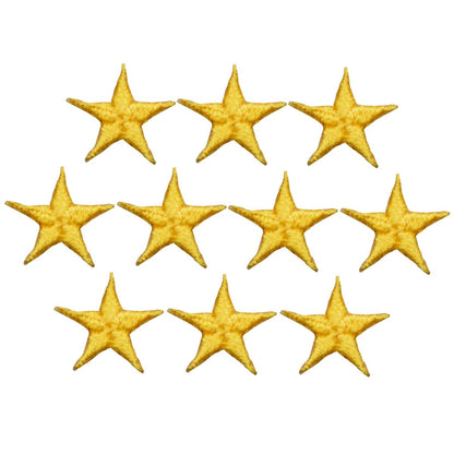 Yellow Star Embroidered Patch, 5/8" — 10-Pack — Iron On