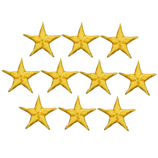 Yellow Star Embroidered Patch, 5/8" — 10-Pack — Iron On