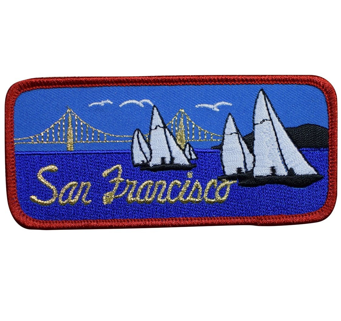 San Francisco Embroidered Patch — Golden Gate Bridge, Sailing, California 4-3/8" — Iron On