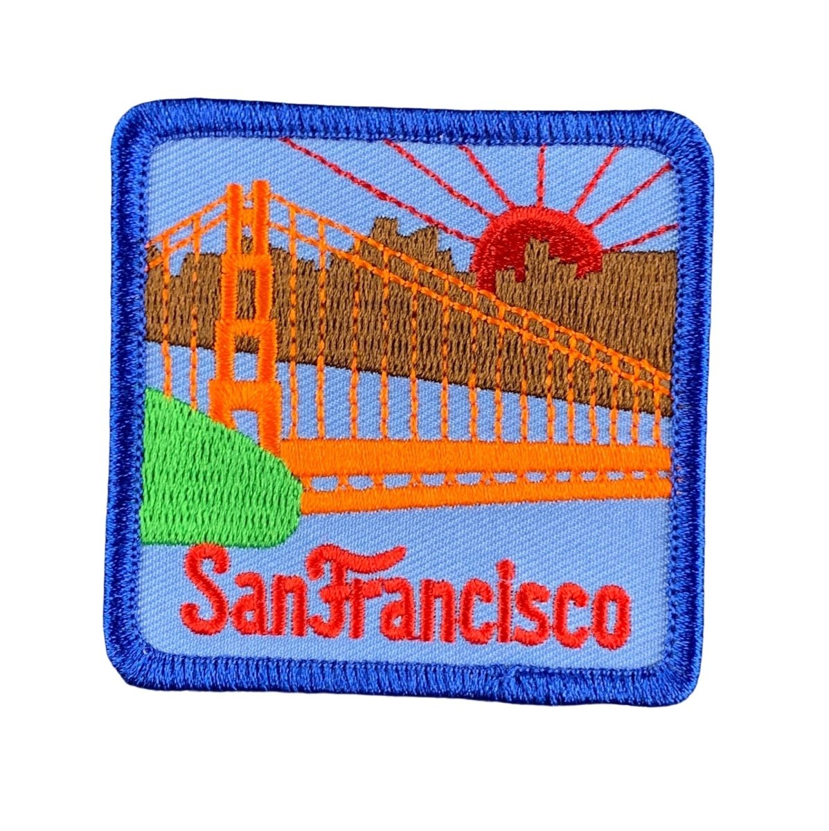 San Francisco Embroidered Patch — Golden Gate Bridge, California Sunset Badge 2.5" — Iron On