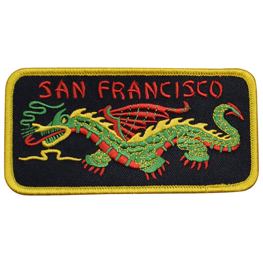San Francisco Embroidered Patch — Chinatown, California, Chinese Dragon 4-7/8" — Iron On