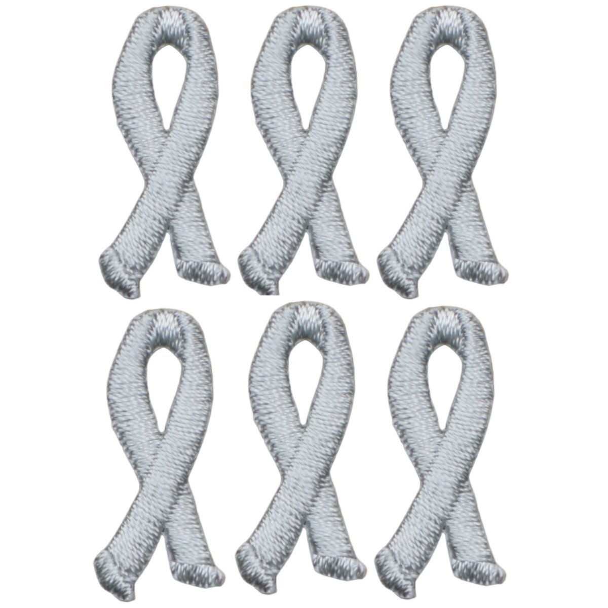 Mini Gray Ribbon Embroidered Patch — 6-Pack — Iron On 1"