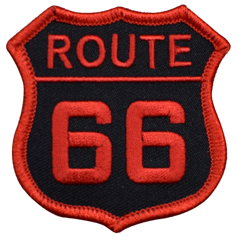 Route 66 Embroidered Patch — Red/Black Rt. 66 Badge 2.5" — Iron On