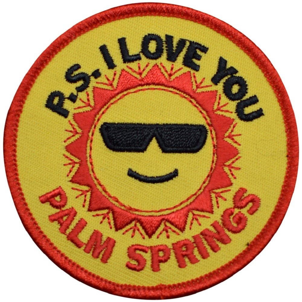 Palm Springs Embroidered Patch — California Sun, P.S. I Love You 3" — Iron On