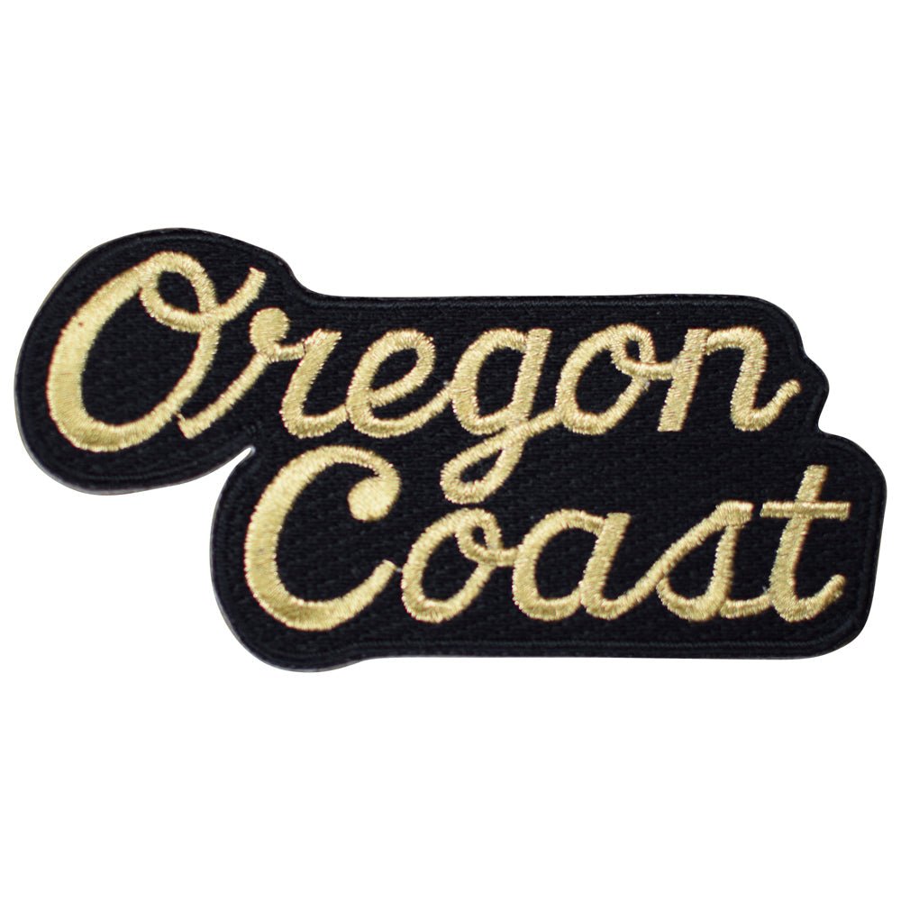 Oregon Coast Embroidered Patch —  Black/Gold (Iron On) 4"