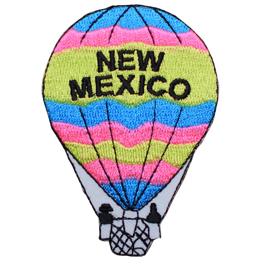 New Mexico Embroidered Patch — Hot Air Balloon, NM Badge 3-1/8" — Iron On