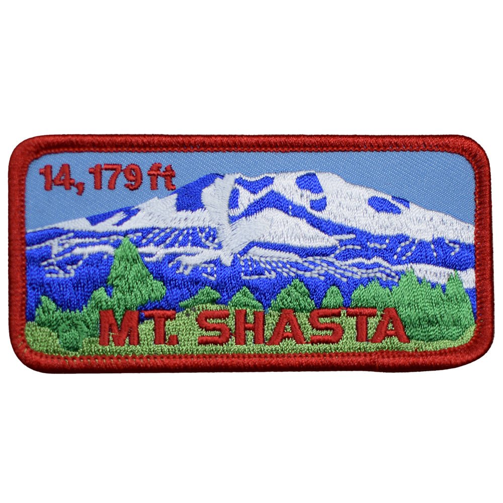 Mount Shasta Embroidered Patch — rectangle — Iron On 4"
