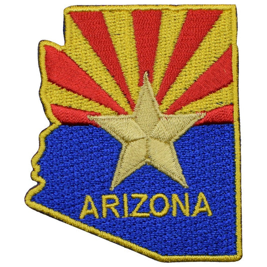 Arizona State Embroidered Patch — AZ Badge, Copper Star 2-7/16" — Iron On