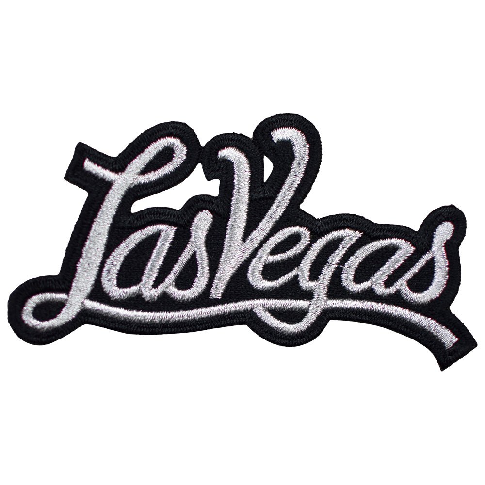 Las Vegas Embroidered Patch — Nevada, Sin City, Silver/Black Badge 4" — Iron On