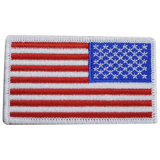 American Flag Embroidered Patch — white — Iron On 3-3/8"