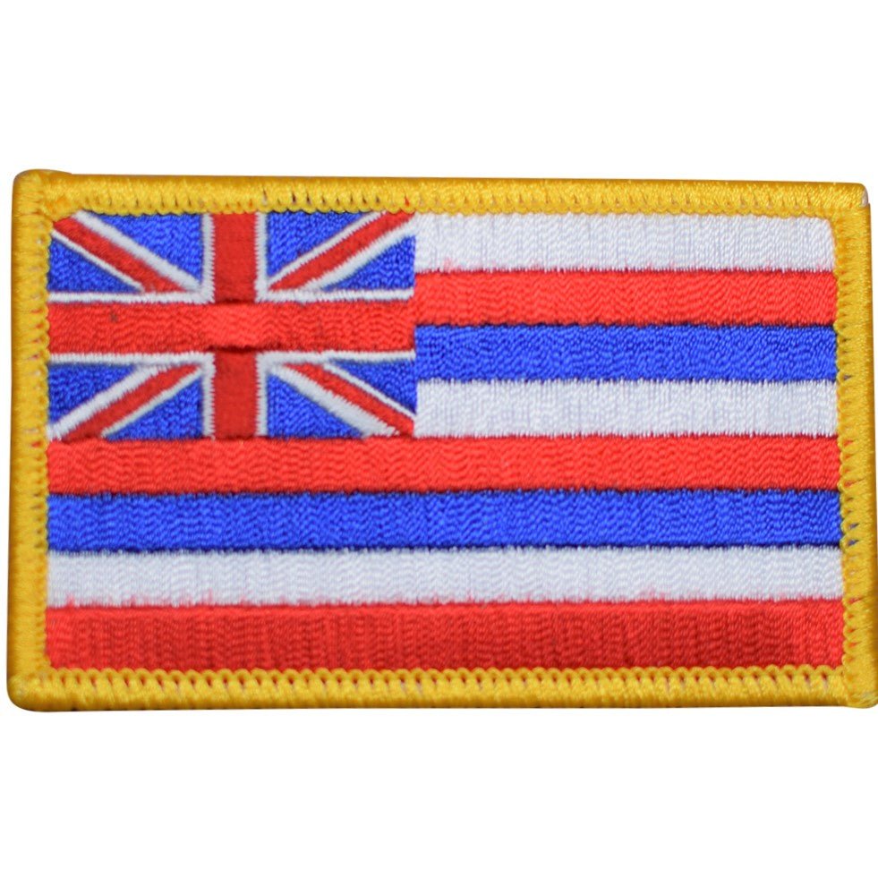 Hawaii Embroidered Patch — HI Flag Badge 3.25" — Iron On