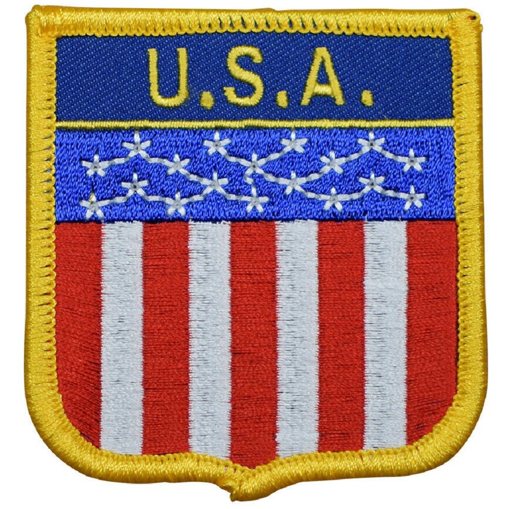 U.S.A. Embroidered Patch — Iron On USA Shield 2.75"