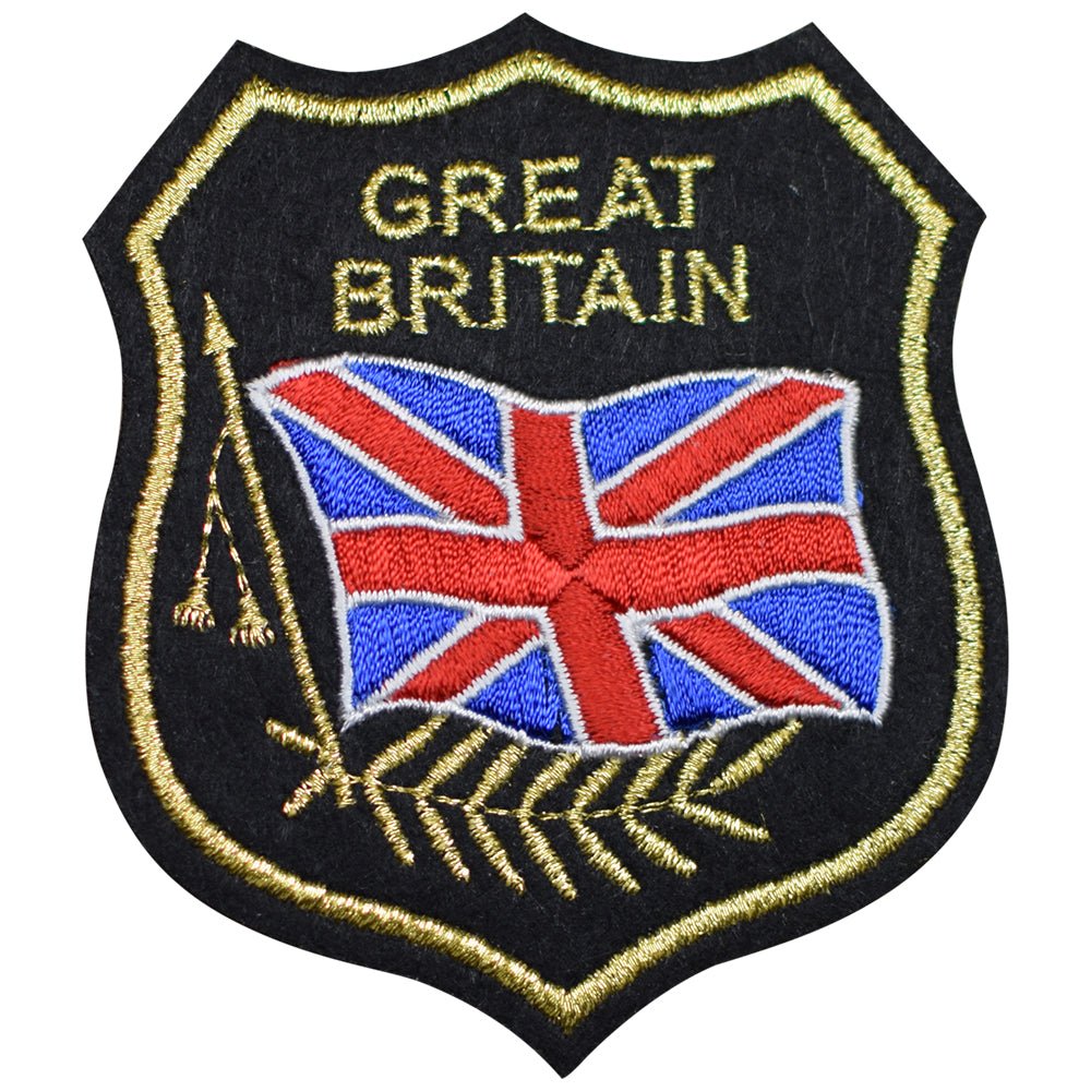 Great Britain Embroidered Patch — Mylar, GB Flag, UK Badge 3.25" — Iron On