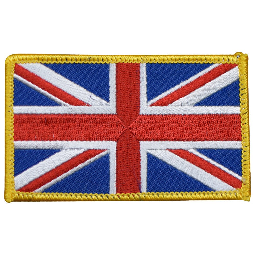 Great Britain Embroidered Patch — uk flag gold — Iron On 3"
