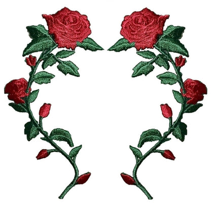 Red Rose Embroidered Patch — 3.5" — 2-Pack — Iron On