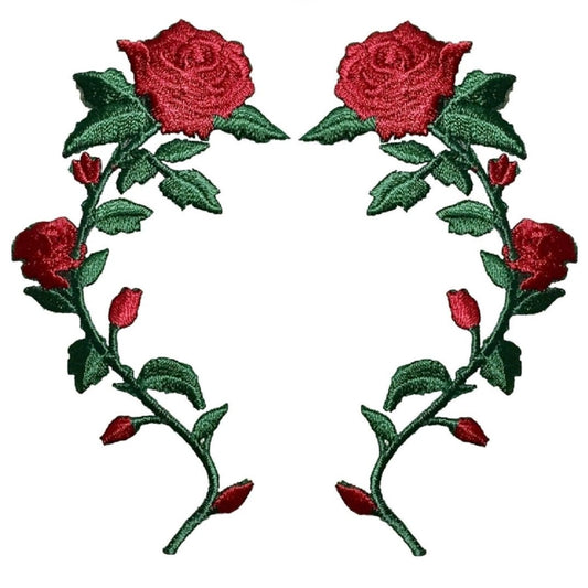 Red Rose Embroidered Patch — 3.5" — 2-Pack — Iron On