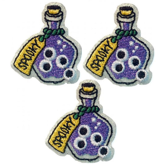 Mini Spooky Potion Embroidered Patch — 3-Pack — Iron On 1.25"