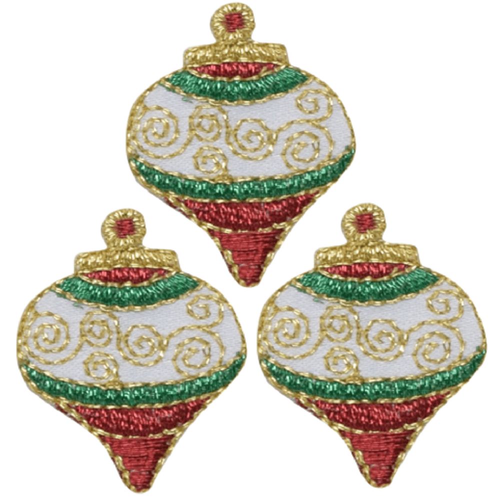 Mini Onion Bulb Ornament Embroidered Patch — 3-Pack — Iron On 1.5"