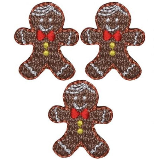 Mini Gingerbread Embroidered Christmas Patch — 3-Pack — Iron On 7/8"