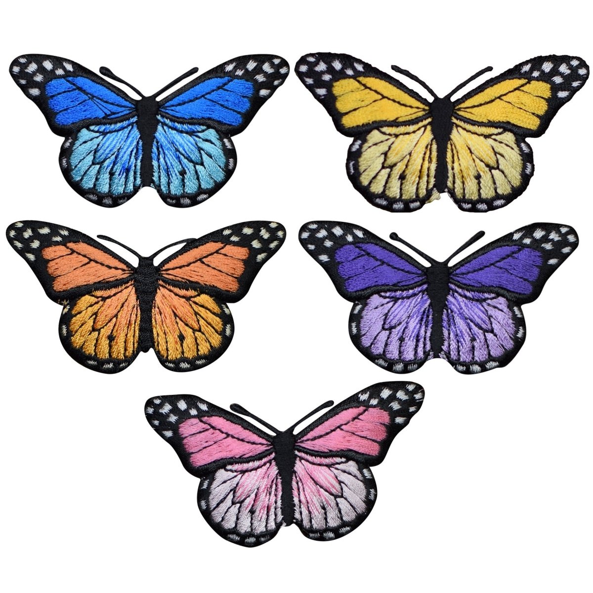 Butterfly Embroidered Patch — 5-Pack — Iron On 2-7/8"
