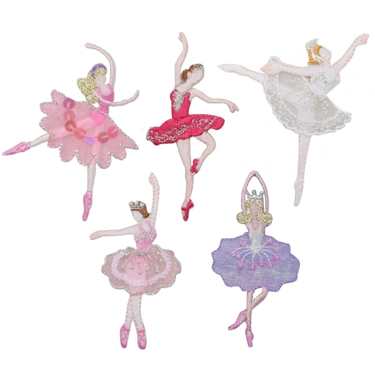 Ballerina Dancer Embroidered Patch — 5-Pack — Iron On 1-1/2"
