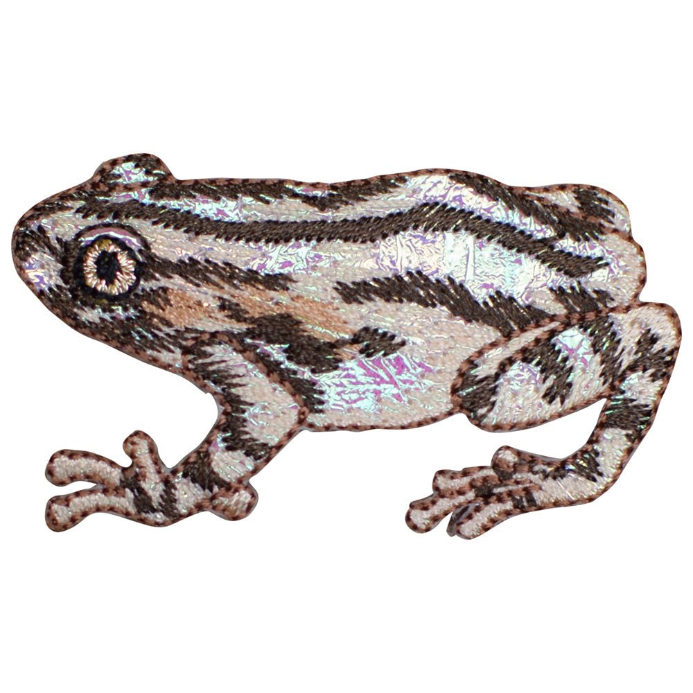 Shiny Brown Frog Embroidered Patch — Striped 2.25" — Iron On