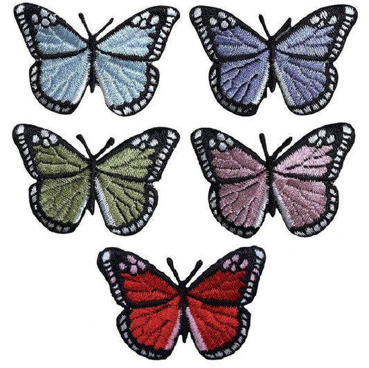 5-Pack Butterfly Patch Set - Embroidered Decorative Insect Badges (Iron On)