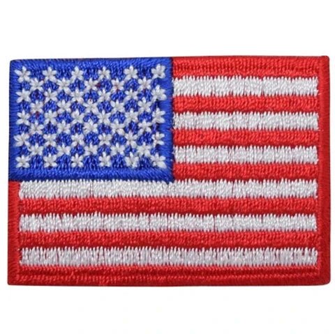 Medium American Flag Applique Patch - USA 100% Embroidered United States Iron On