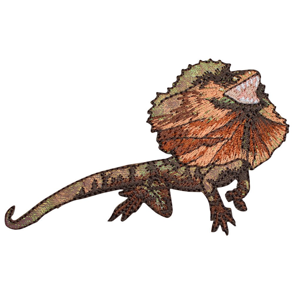 Frill-Neck Lizard Embroidered Patch — Iron On 3.5"