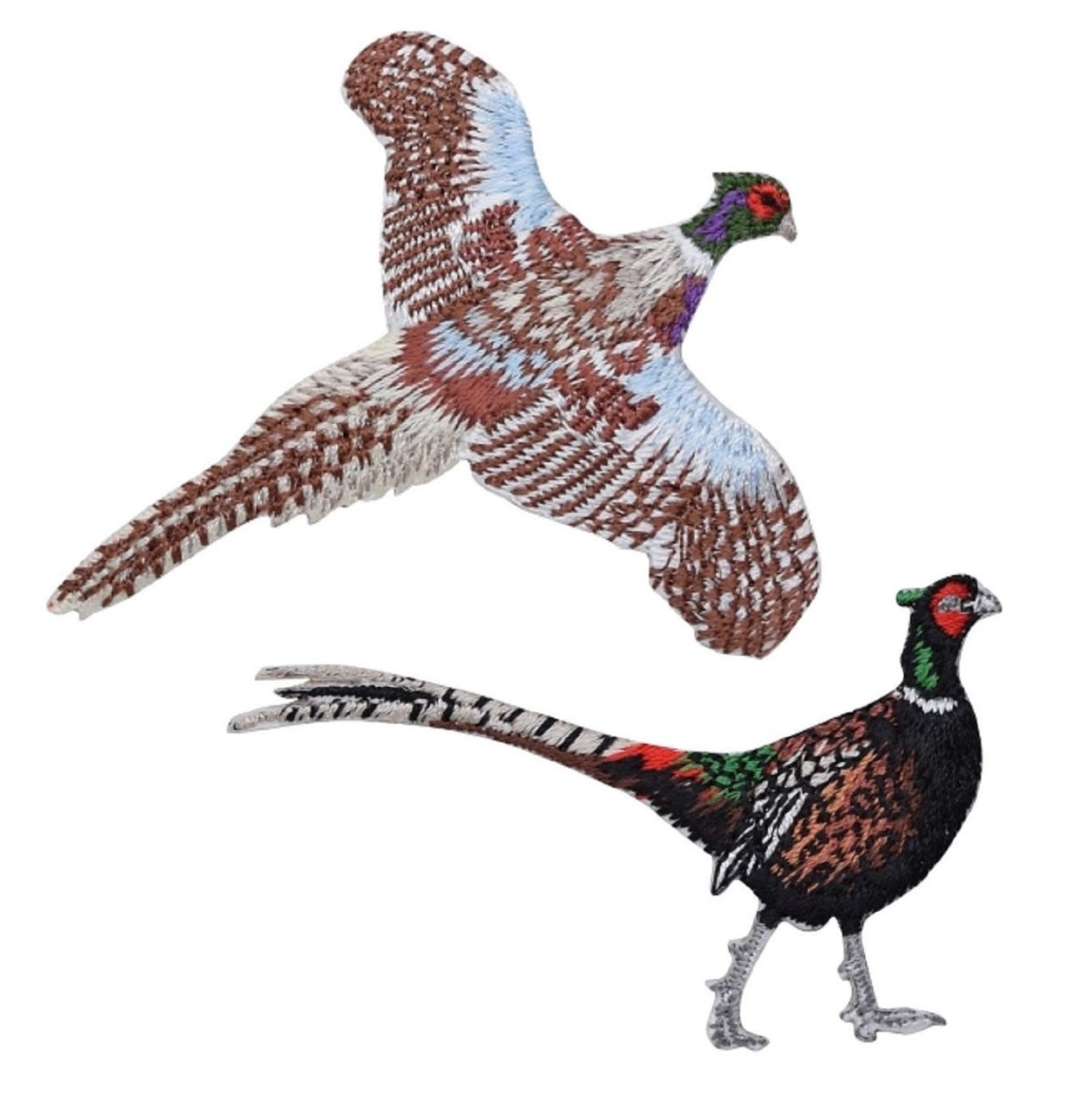 Ring-Necked Pheasant Embroidered Patch — 2-Pack — Iron On 3"