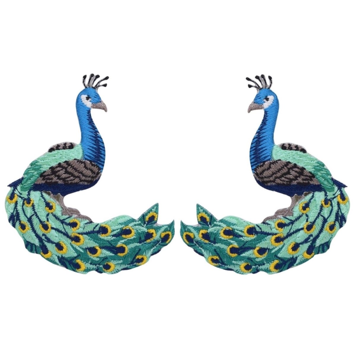 Peacock Embroidered Patch — 2-Pack — Iron On 3"