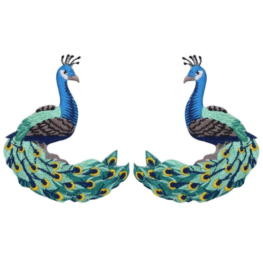 Peacock Embroidered Patch — 2-Pack — Iron On 3"