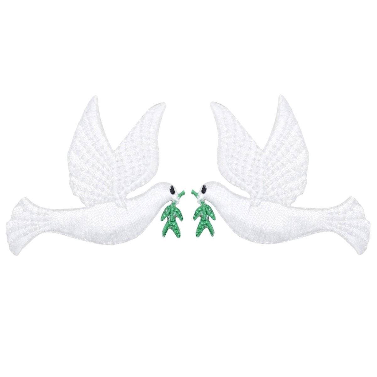Peace Dove Embroidered Patch — 2-Pack — Iron On 2-1/8"