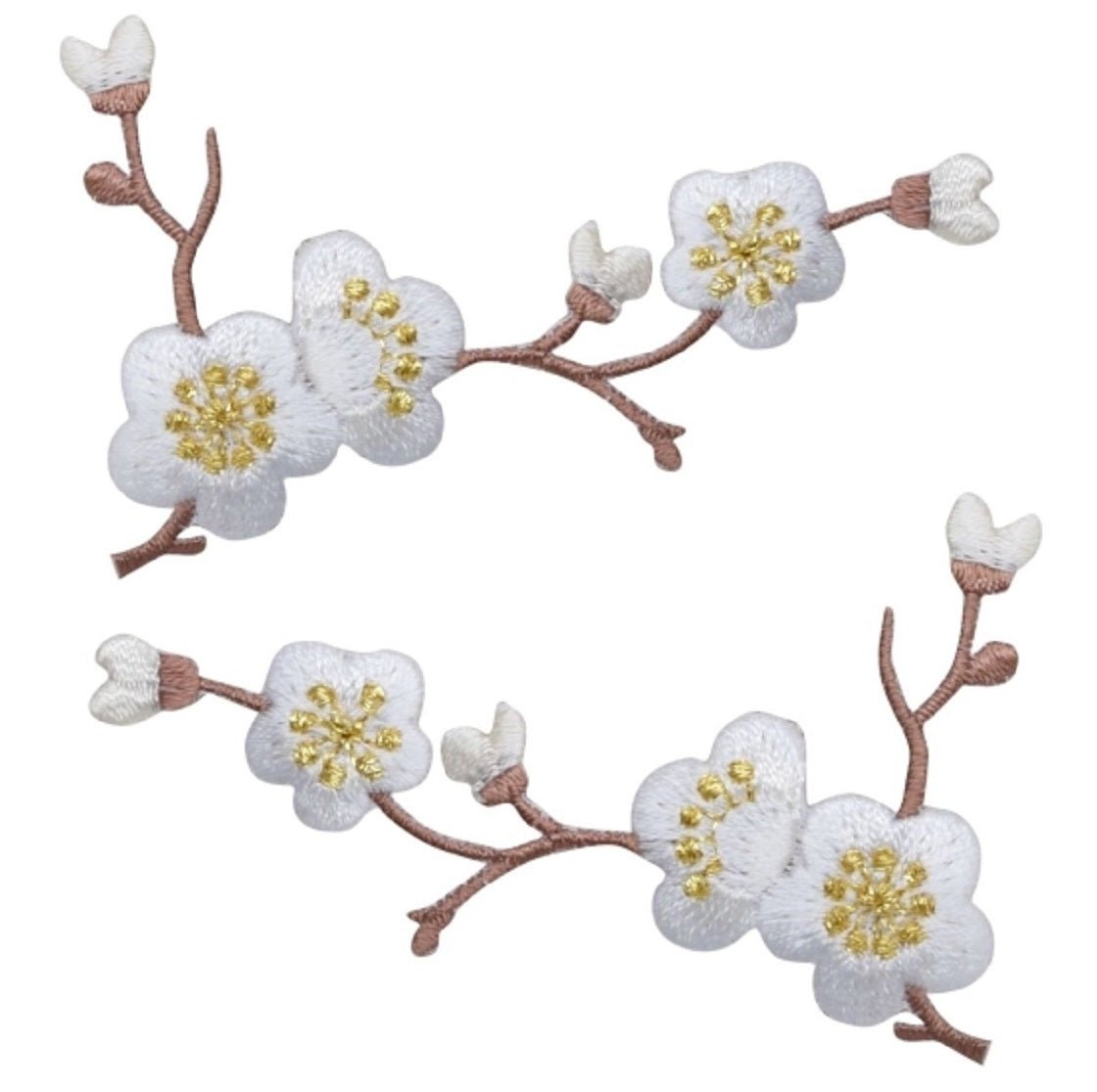 Cherry Blossom Embroidered Patch — 2-Pack — Iron On 3-1/8"