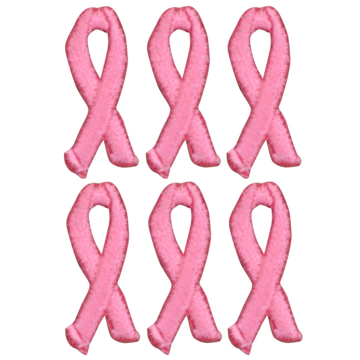 Mini Pink Ribbon Embroidered Patch — 6-Pack — Iron On 1"